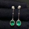 Natural Emerald Drop Earrings, 925 Sterling Silver, Emerald Drop Earrings, Emerald Silver Earrings, Luxury Earrings, Oval Cut Stone Earrings | Save 33% - Rajasthan Living 9