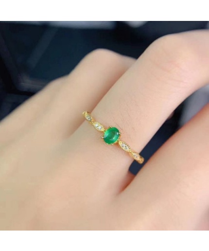 Natural Emerald & Cubic Zirconia Woman Ring, 925 Sterling Silver, Emerald Ring, Statement Ring, Engagement and Wedding Ring | Save 33% - Rajasthan Living 3