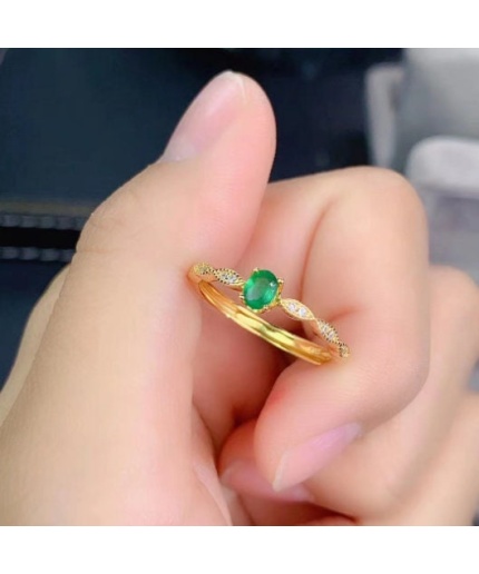 Natural Emerald & Cubic Zirconia Woman Ring, 925 Sterling Silver, Emerald Ring, Statement Ring, Engagement and Wedding Ring | Save 33% - Rajasthan Living