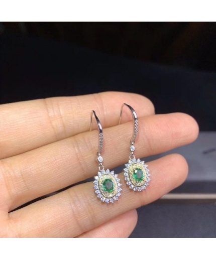 Natural Emerald Drop Earrings, 925 Sterling Silver, Emerald Drop Earrings, Emerald Silver Earrings, Luxury Earrings, Oval Cut Stone Earrings | Save 33% - Rajasthan Living 3