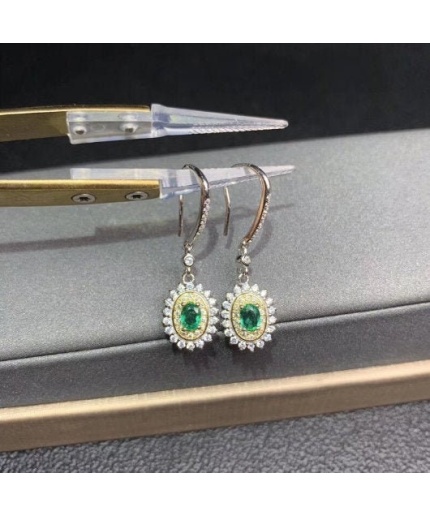 Natural Emerald Drop Earrings, 925 Sterling Silver, Emerald Drop Earrings, Emerald Silver Earrings, Luxury Earrings, Oval Cut Stone Earrings | Save 33% - Rajasthan Living