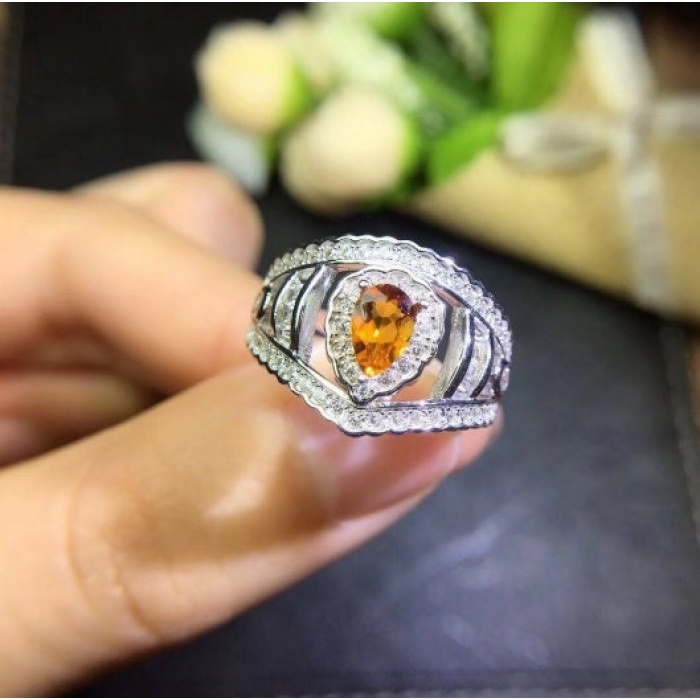 Natural Citrine Ring, 925 Sterling Sliver, Citrine Engagement Ring, Citrine Wedding Ring, luxury Ring, Ring/Band, Citrine Pear cut Ring | Save 33% - Rajasthan Living 6