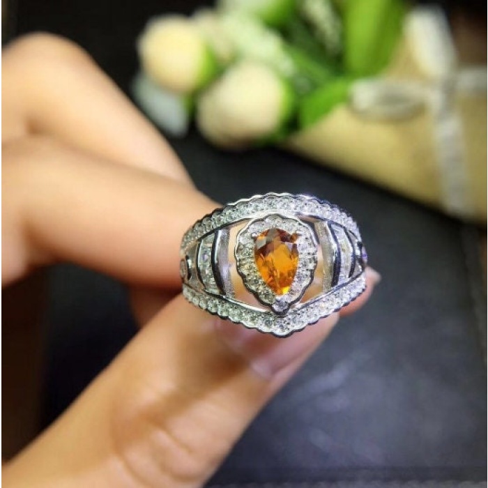 Natural Citrine Ring, 925 Sterling Sliver, Citrine Engagement Ring, Citrine Wedding Ring, luxury Ring, Ring/Band, Citrine Pear cut Ring | Save 33% - Rajasthan Living 7