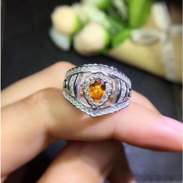 Natural Citrine Ring, 925 Sterling Sliver, Citrine Engagement Ring, Citrine Wedding Ring, luxury Ring, Ring/Band, Citrine Pear cut Ring | Save 33% - Rajasthan Living 8