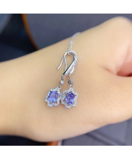 Natural Tanzanite Drop Earrings, 925 Sterling Silver, Tanzanite Drop Earrings, Tanzanite Earrings, Luxury Earrings, Oval Cut Earrings | Save 33% - Rajasthan Living