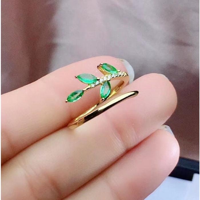 Natural Emerald & Cubic Zirconia Woman Ring, 925 Sterling Silver, Emerald Ring, Statement Ring, Engagement and Wedding Ring | Save 33% - Rajasthan Living 8