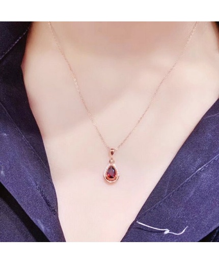 Natural Garnet Pendant, Engagement Pendent, Garnet Pendent, Woman Pendant, Pendant Necklace, Luxury Pendent, Pear Stone Pendent | Save 33% - Rajasthan Living 3