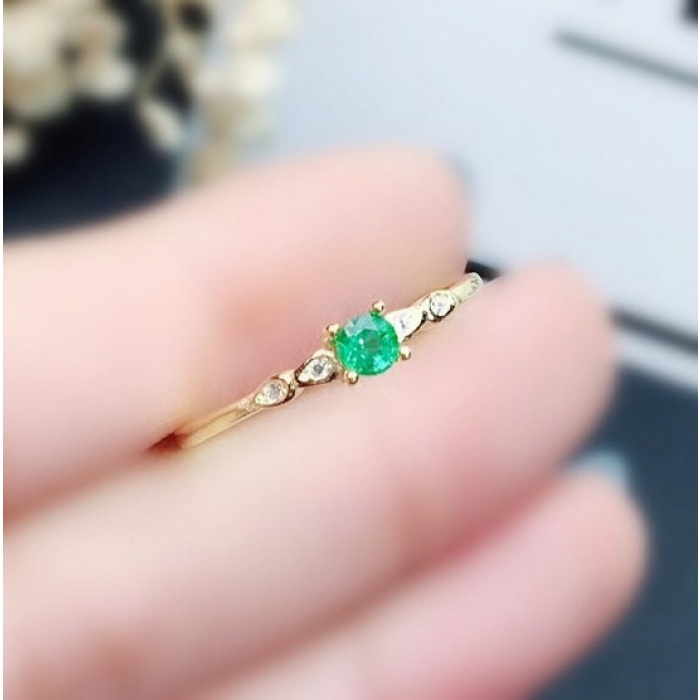 Natural Emerald & Cubic Zirconia Woman Ring, 925 Sterling Silver, Emerald Ring, Statement Ring, Engagement and Wedding Ring | Save 33% - Rajasthan Living 8