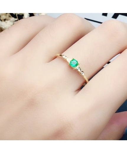 Natural Emerald & Cubic Zirconia Woman Ring, 925 Sterling Silver, Emerald Ring, Statement Ring, Engagement and Wedding Ring | Save 33% - Rajasthan Living 3