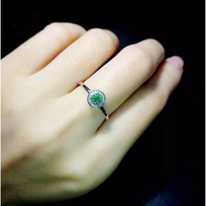 Natural Emerald & Cubic Zirconia Woman Ring, 925 Sterling Silver, Emerald Ring, Statement Ring, Engagement and Wedding Ring | Save 33% - Rajasthan Living 6