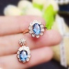 Natural Blue Topaz Jewelry Set, Engagement Ring, Blue Topaz Jewelry Set, Woman Pendant, Topaz Necklace, Luxury Pendant, Oval Cut Stone | Save 33% - Rajasthan Living 13