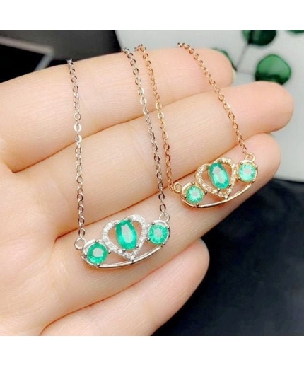 Natural Emerald Pendant, Engagement Pendent, Emerald Silver Pendent, Woman Pendant, Pendant Necklace, Luxury Pendent, Oval Cut Stone Pendent | Save 33% - Rajasthan Living