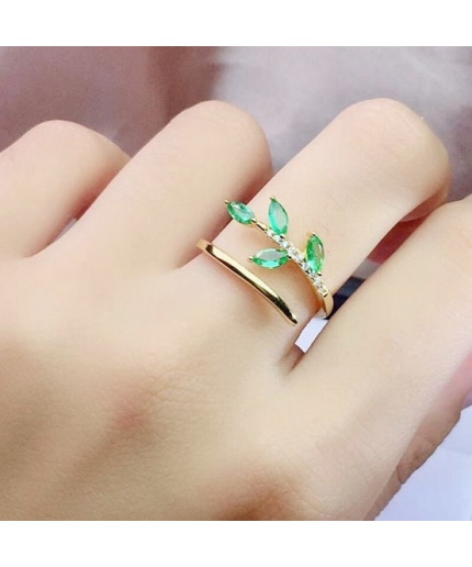 Natural Emerald & Cubic Zirconia Woman Ring, 925 Sterling Silver, Emerald Ring, Statement Ring, Engagement and Wedding Ring | Save 33% - Rajasthan Living 3