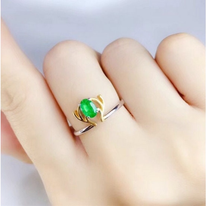 Natural Emerald Woman Ring, 925 Sterling Silver, Emerald Ring, Statement Ring, Engagement and Wedding Ring | Save 33% - Rajasthan Living 6