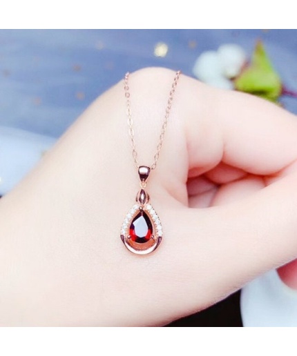 Natural Garnet Pendant, Engagement Pendent, Garnet Pendent, Woman Pendant, Pendant Necklace, Luxury Pendent, Pear Stone Pendent | Save 33% - Rajasthan Living