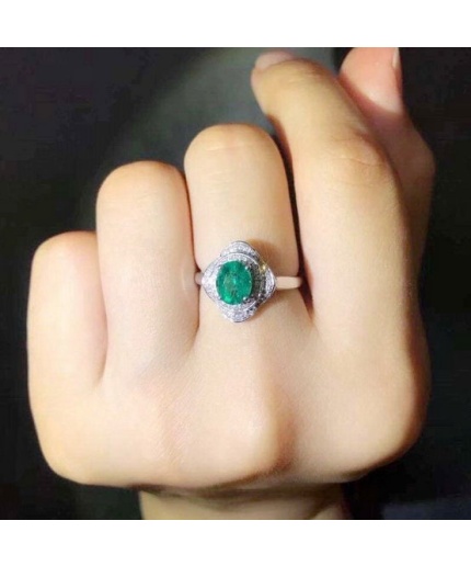 Natural Emerald & Cubic Zirconia Woman Ring, 925 Sterling Silver, Emerald Ring, Statement Ring, Engagement and Wedding Ring | Save 33% - Rajasthan Living 3