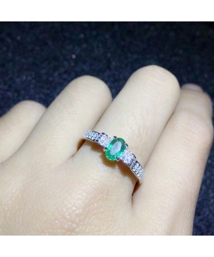 Natural Emerald & Cubic Zirconia Woman Ring, 925 Steeling Silver, Emerald Ring, Statement Ring, Engagement and Wedding Ring | Save 33% - Rajasthan Living 3