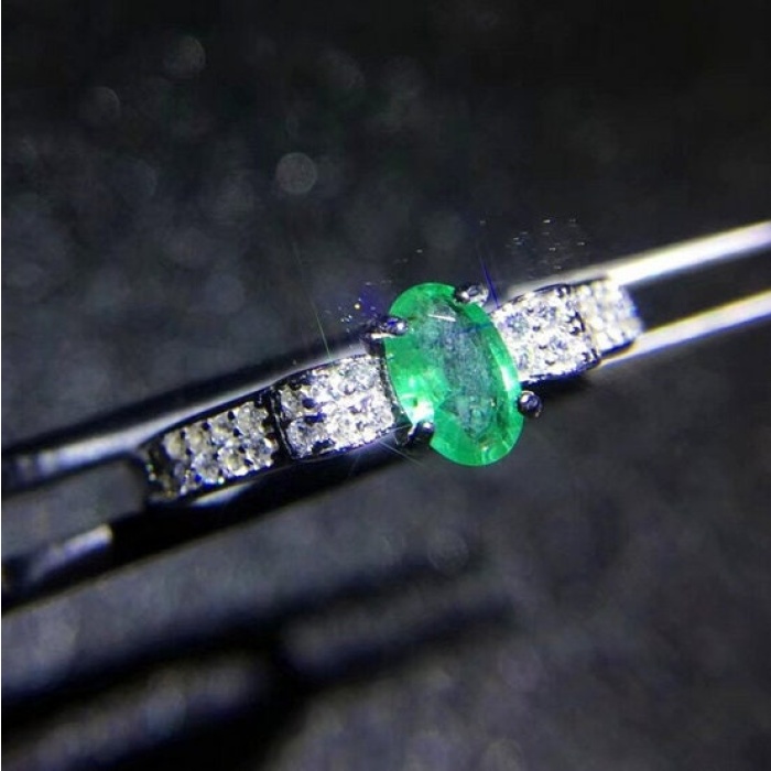 Natural Emerald & Cubic Zirconia Woman Ring, 925 Steeling Silver, Emerald Ring, Statement Ring, Engagement and Wedding Ring | Save 33% - Rajasthan Living 9