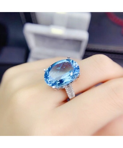 Natural Blue Topaz Ring, 925 Sterling Silver, Topaz Engagement Ring, Topaz Ring, Wedding Ring, Topaz Luxury Ring, Ring/Band, Oval Cut Ring | Save 33% - Rajasthan Living 3