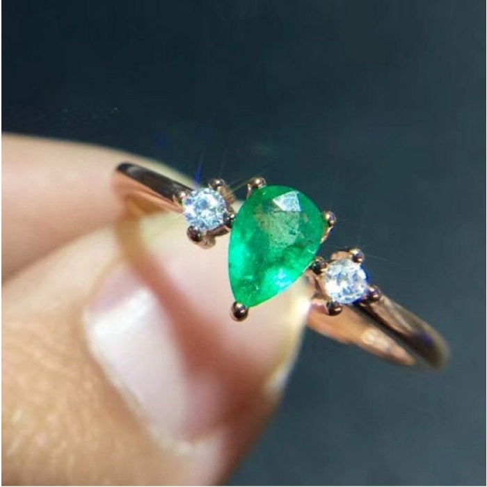 Natural Emerald & Cubic Zirconia Woman Ring, 925 Sterling Silver, Emerald Ring, Statement Ring, Engagement and Wedding Ring | Save 33% - Rajasthan Living 7