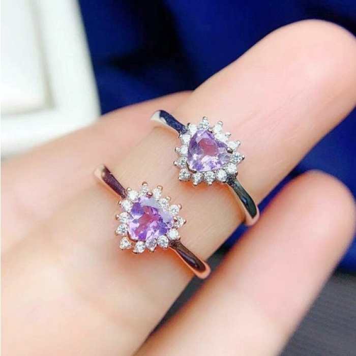 Natural Amethyst Ring, 925 Sterling Silver, Amethyst Engagement Ring, Amethyst Ring, Wedding Ring, Luxury Ring, Ring/Band, Heart Cut Ring | Save 33% - Rajasthan Living 8