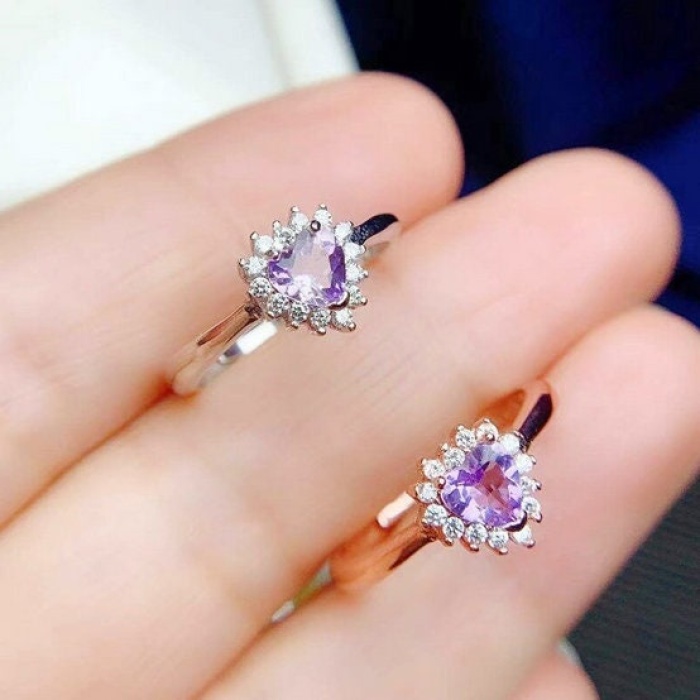 Natural Amethyst Ring, 925 Sterling Silver, Amethyst Engagement Ring, Amethyst Ring, Wedding Ring, Luxury Ring, Ring/Band, Heart Cut Ring | Save 33% - Rajasthan Living 10