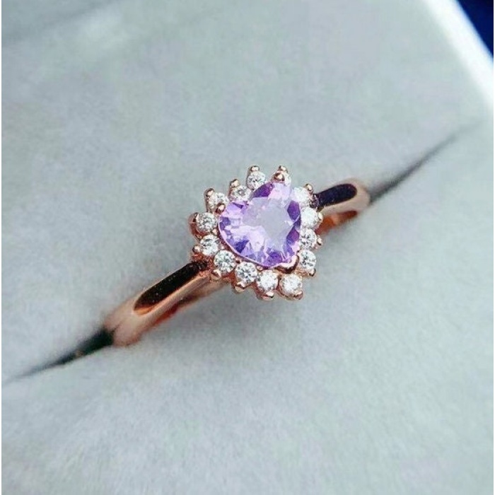 Natural Amethyst Ring, 925 Sterling Silver, Amethyst Engagement Ring, Amethyst Ring, Wedding Ring, Luxury Ring, Ring/Band, Heart Cut Ring | Save 33% - Rajasthan Living 9