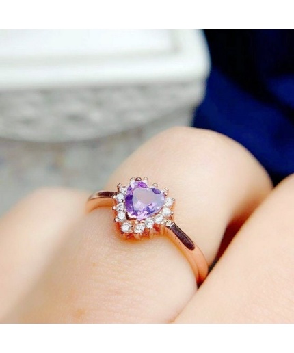 Natural Amethyst Ring, 925 Sterling Silver, Amethyst Engagement Ring, Amethyst Ring, Wedding Ring, Luxury Ring, Ring/Band, Heart Cut Ring | Save 33% - Rajasthan Living 3