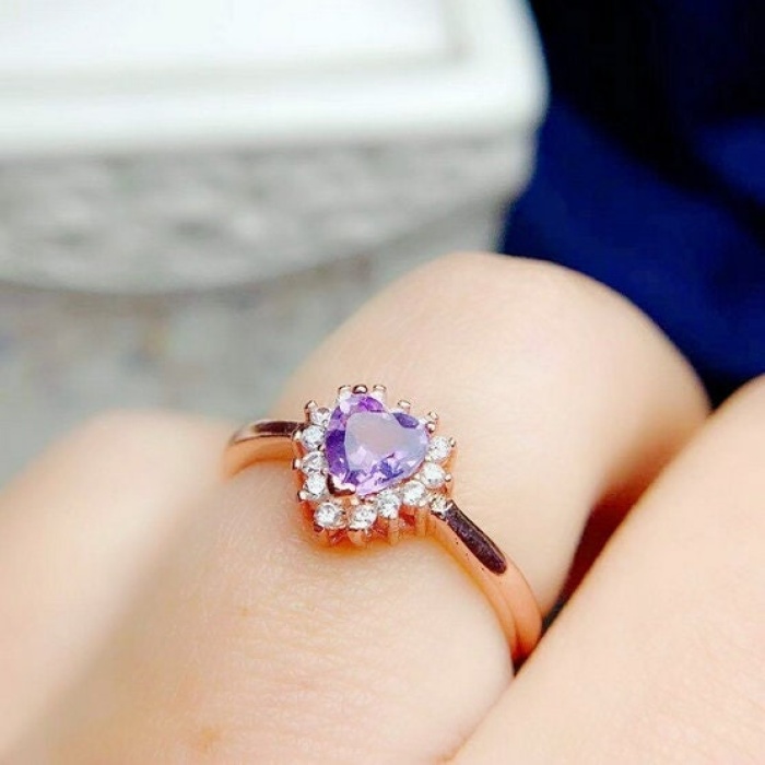 Natural Amethyst Ring, 925 Sterling Silver, Amethyst Engagement Ring, Amethyst Ring, Wedding Ring, Luxury Ring, Ring/Band, Heart Cut Ring | Save 33% - Rajasthan Living 6