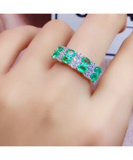 Natural Emerald & Cubic Zirconia Woman Ring, 925 Sterling Silver, Emerald Ring, Statement Ring, Engagement and Wedding Ring | Save 33% - Rajasthan Living 3