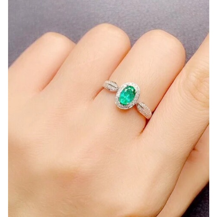 Natural Emerald & Cubic Zirconia Woman Ring, 925 Sterling Silver, Emerald Ring, Statement Ring, Engagement and Wedding Ring | Save 33% - Rajasthan Living 10