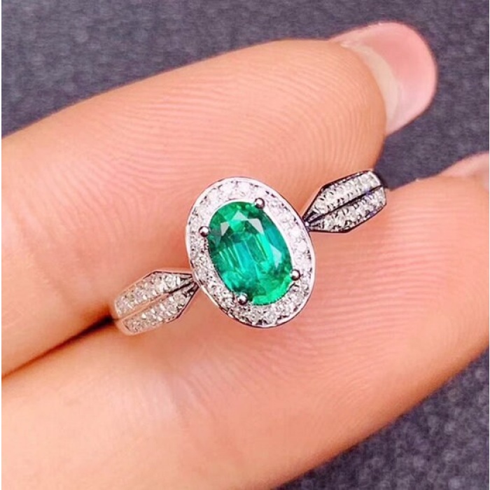 Natural Emerald & Cubic Zirconia Woman Ring, 925 Sterling Silver, Emerald Ring, Statement Ring, Engagement and Wedding Ring | Save 33% - Rajasthan Living 11