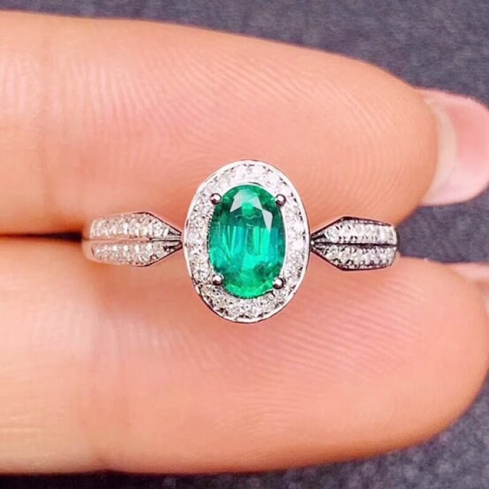 Natural Emerald & Cubic Zirconia Woman Ring, 925 Sterling Silver, Emerald Ring, Statement Ring, Engagement and Wedding Ring | Save 33% - Rajasthan Living 9