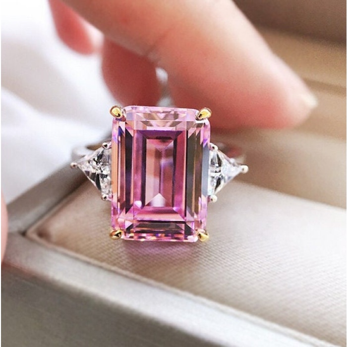 Pink Sapphire Ring, Citrine Ring, 925 Sterling Silver Woman Ring,Statement Ring,Engagement and Wedding Ring,Luxury Ring, Emerald Cut Ring | Save 33% - Rajasthan Living 5