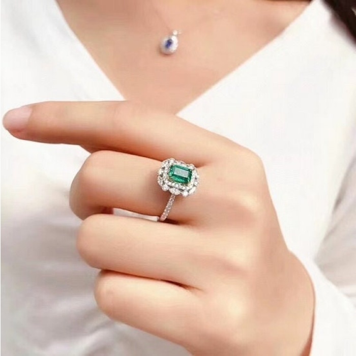 Natural Emerald Woman Ring, 925 Sterling Silver, Emerald Ring, Statement Ring, Engagement and Wedding Ring | Save 33% - Rajasthan Living 6