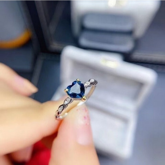 Natural Blue Topaz Ring, 925 Sterling Silver, Topaz Engagement Ring, Topaz Ring, Wedding Ring, Topaz Luxury Ring, Ring/Band, Heart Cut Ring | Save 33% - Rajasthan Living 5