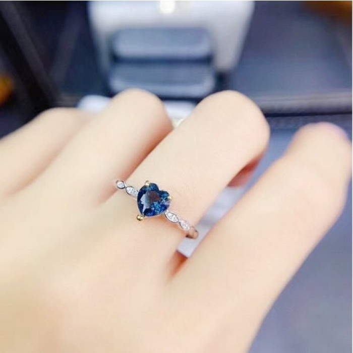 Natural Blue Topaz Ring, 925 Sterling Silver, Topaz Engagement Ring, Topaz Ring, Wedding Ring, Topaz Luxury Ring, Ring/Band, Heart Cut Ring | Save 33% - Rajasthan Living 7