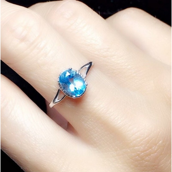 Natural Blue Topaz Ring, 925 Sterling Silver, Topaz Engagement Ring, Topaz Ring, Wedding Ring, Topaz Luxury Ring, Ring/Band, Oval Cut Ring | Save 33% - Rajasthan Living 6