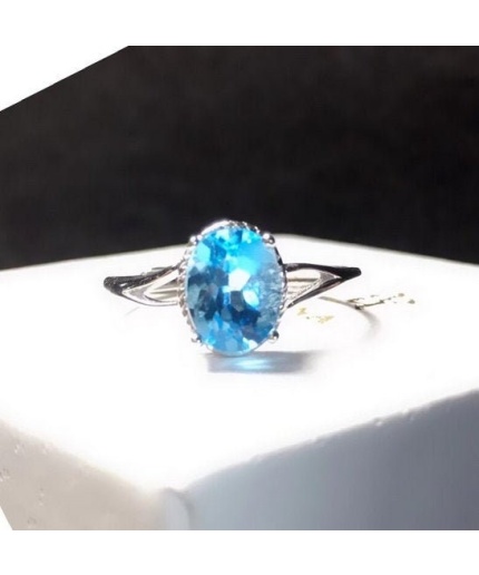 Natural Blue Topaz Ring, 925 Sterling Silver, Topaz Engagement Ring, Topaz Ring, Wedding Ring, Topaz Luxury Ring, Ring/Band, Oval Cut Ring | Save 33% - Rajasthan Living