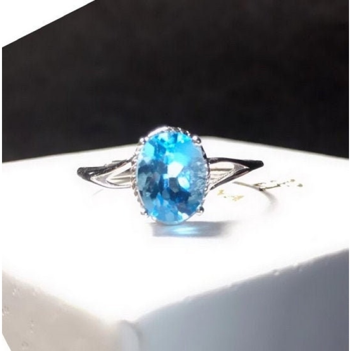 Natural Blue Topaz Ring, 925 Sterling Silver, Topaz Engagement Ring, Topaz Ring, Wedding Ring, Topaz Luxury Ring, Ring/Band, Oval Cut Ring | Save 33% - Rajasthan Living 5