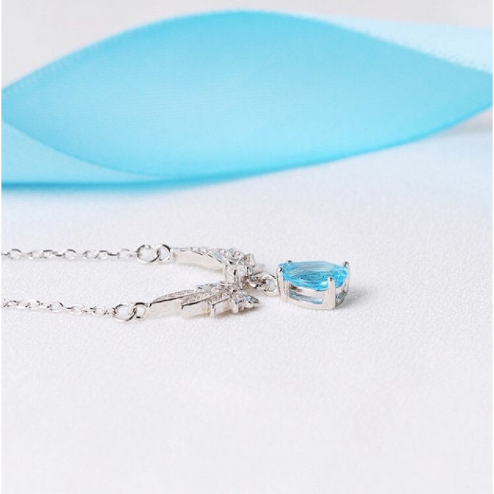 Natural Blue Topaz Pendant, Engagement Blue Topaz Silver Pendent, Woman Pendant, Pendant Necklace, Luxury Pendent, Pear Cut Stone Pendent | Save 33% - Rajasthan Living 8