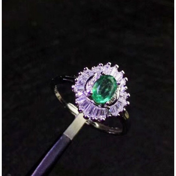 Natural Emerald & Cubic Zirconia Woman Ring, 925 Sterling Silver, Emerald Ring, Statement Ring, Engagement and Wedding Ring | Save 33% - Rajasthan Living 10