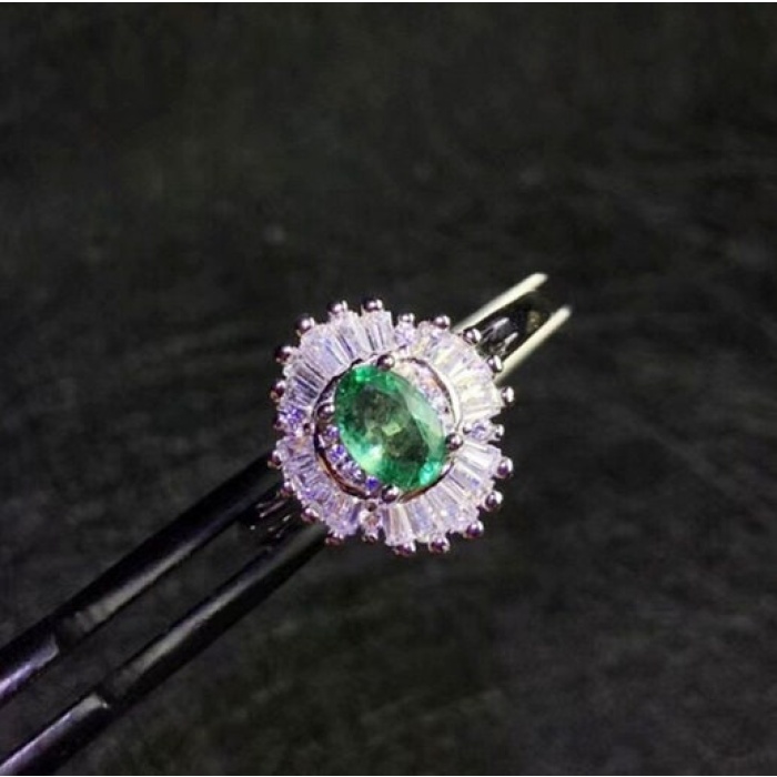 Natural Emerald & Cubic Zirconia Woman Ring, 925 Sterling Silver, Emerald Ring, Statement Ring, Engagement and Wedding Ring | Save 33% - Rajasthan Living 7