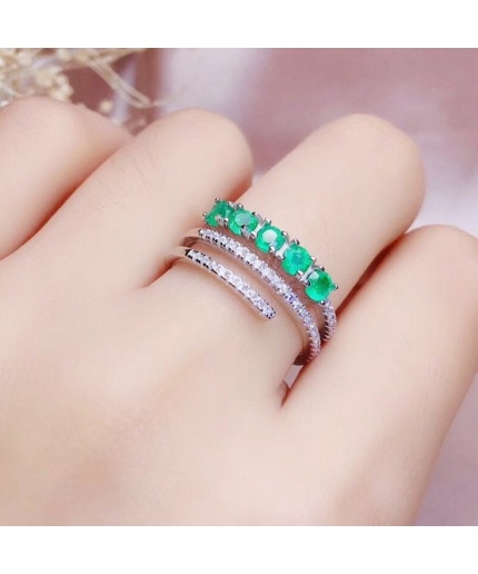 Natural Emerald & Cubic Zirconia Woman Ring, 925 Sterling Silver, Emerald Ring, Statement Ring, Engagement and Wedding Ring | Save 33% - Rajasthan Living 3