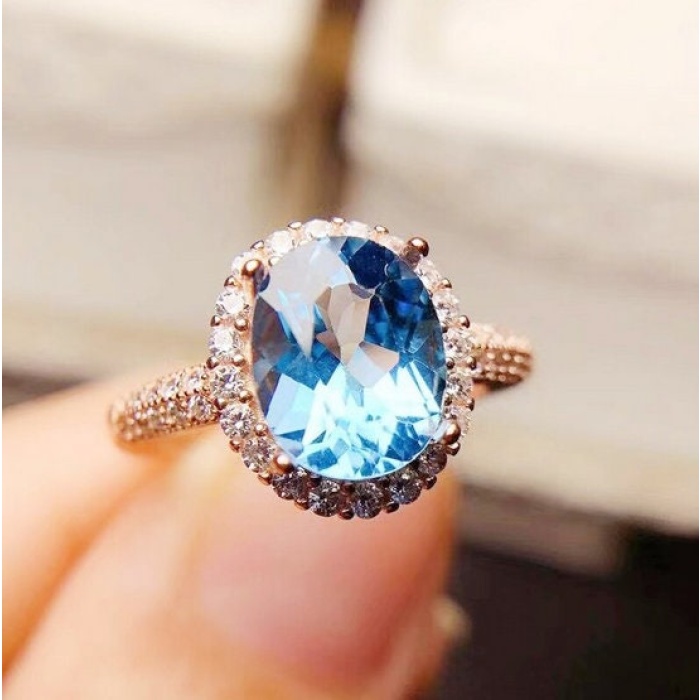 Natural Blue Topaz Ring, 925 Sterling Silver, Topaz Engagement Ring, Topaz Ring,  Wedding Ring, Topaz Luxury Ring, Ring/Band, Oval Cut Ring | Save 33% - Rajasthan Living 7