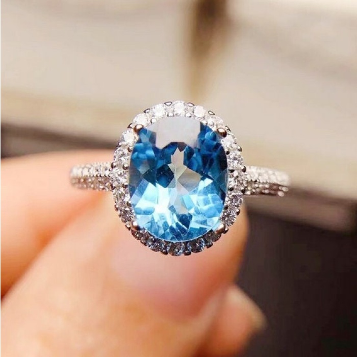 Natural Blue Topaz Ring, 925 Sterling Silver, Topaz Engagement Ring, Topaz Ring,  Wedding Ring, Topaz Luxury Ring, Ring/Band, Oval Cut Ring | Save 33% - Rajasthan Living 9