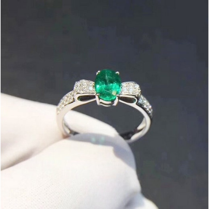 Natural Emerald & Cubic Zirconia Woman Ring, 925 Steeling Silver, Emerald Ring, Statement Ring, Engagement and Wedding Ring | Save 33% - Rajasthan Living 11