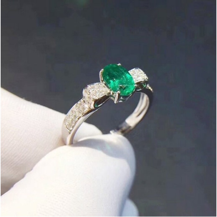 Natural Emerald & Cubic Zirconia Woman Ring, 925 Steeling Silver, Emerald Ring, Statement Ring, Engagement and Wedding Ring | Save 33% - Rajasthan Living 10