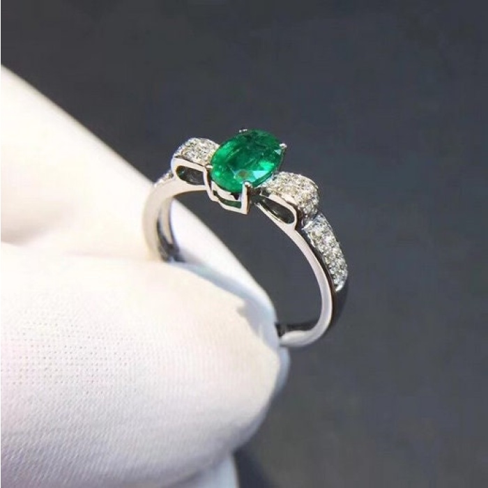 Natural Emerald & Cubic Zirconia Woman Ring, 925 Steeling Silver, Emerald Ring, Statement Ring, Engagement and Wedding Ring | Save 33% - Rajasthan Living 7