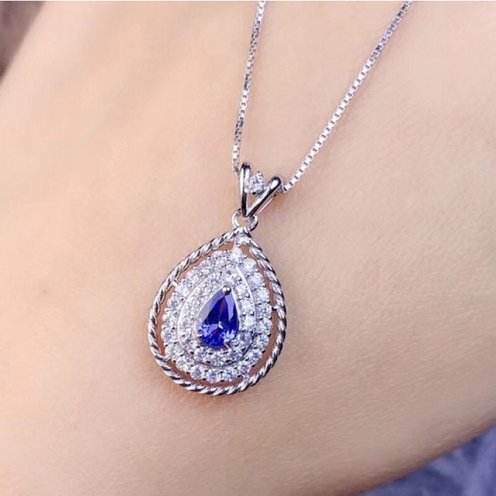 Natural Tanzanite Pendant, Engagement Pendent, Tanzanite Silver Pendent, Woman Pendant, Pendant Necklace, Luxury Pendent Pear Cut Pendent | Save 33% - Rajasthan Living 9